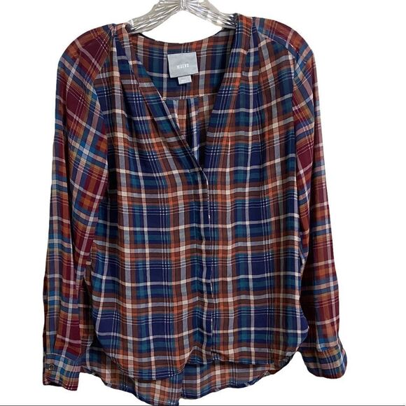 Maeve Anthropologie Sz Sm plaid shirt long sleeve - Picture 2 of 4